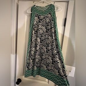 Max Studio Floral A-Line Skirt in Black and Green